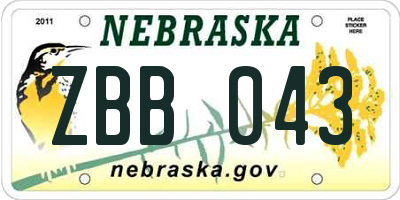 NE license plate ZBB043