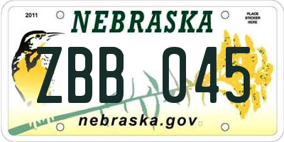 NE license plate ZBB045