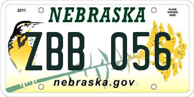 NE license plate ZBB056