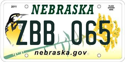 NE license plate ZBB065