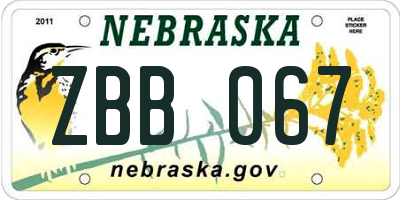 NE license plate ZBB067