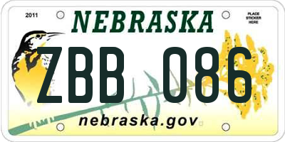 NE license plate ZBB086