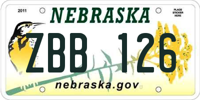 NE license plate ZBB126
