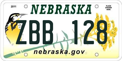 NE license plate ZBB128