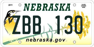 NE license plate ZBB130