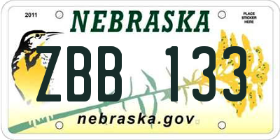 NE license plate ZBB133