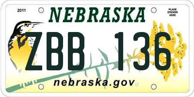 NE license plate ZBB136