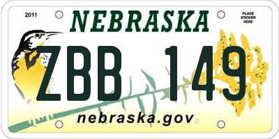 NE license plate ZBB149