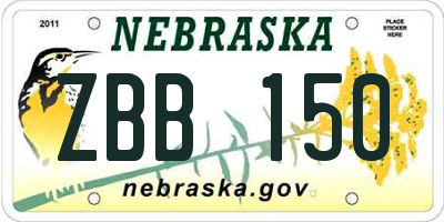 NE license plate ZBB150