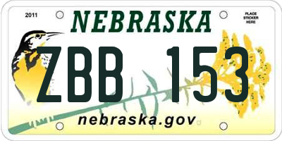 NE license plate ZBB153