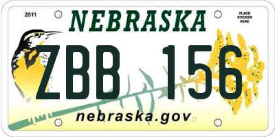 NE license plate ZBB156