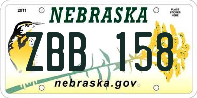 NE license plate ZBB158