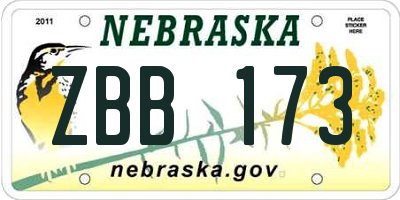 NE license plate ZBB173
