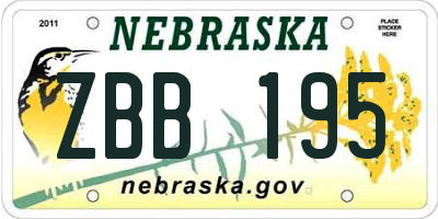 NE license plate ZBB195