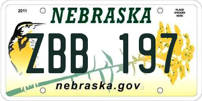 NE license plate ZBB197
