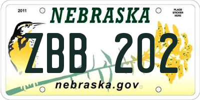 NE license plate ZBB202