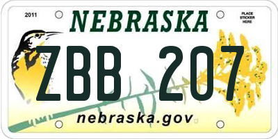 NE license plate ZBB207