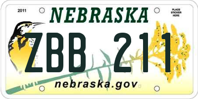 NE license plate ZBB211