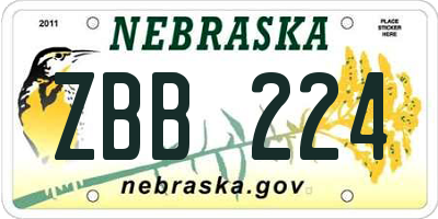 NE license plate ZBB224