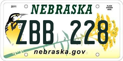 NE license plate ZBB228