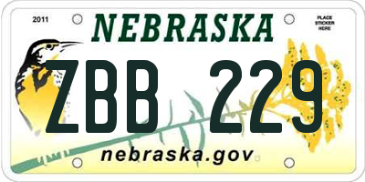NE license plate ZBB229