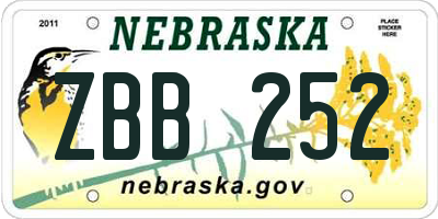 NE license plate ZBB252