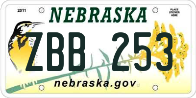 NE license plate ZBB253