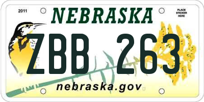 NE license plate ZBB263