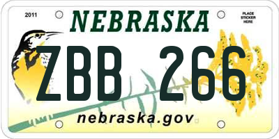 NE license plate ZBB266