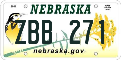 NE license plate ZBB271