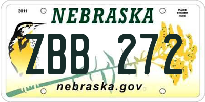 NE license plate ZBB272
