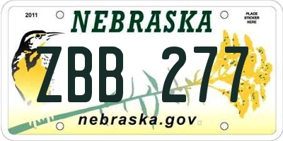 NE license plate ZBB277