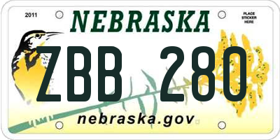 NE license plate ZBB280