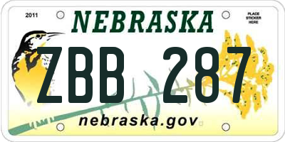 NE license plate ZBB287