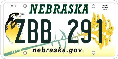 NE license plate ZBB291