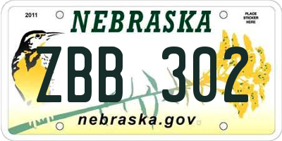 NE license plate ZBB302