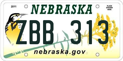 NE license plate ZBB313
