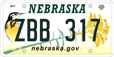 NE license plate ZBB317