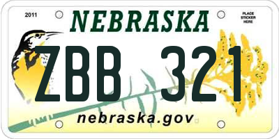 NE license plate ZBB321