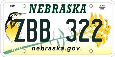 NE license plate ZBB322