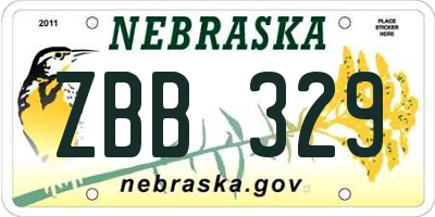 NE license plate ZBB329