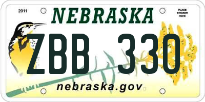 NE license plate ZBB330