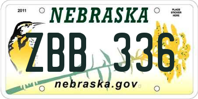 NE license plate ZBB336