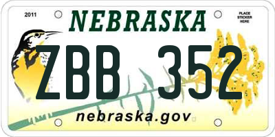 NE license plate ZBB352