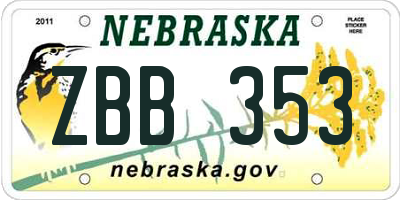 NE license plate ZBB353