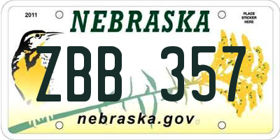 NE license plate ZBB357