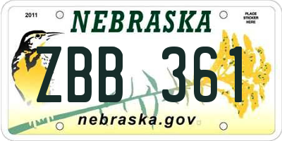 NE license plate ZBB361