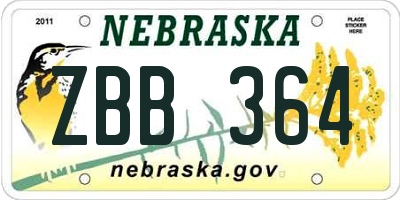 NE license plate ZBB364