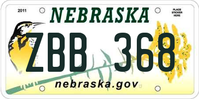 NE license plate ZBB368