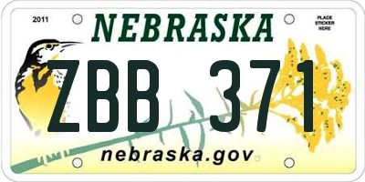 NE license plate ZBB371